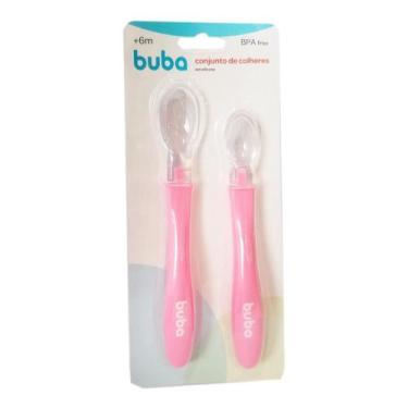 Imagem de Colher com Ponta de Silicone Buba com 2 - Rosa 