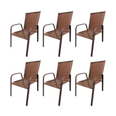 Imagem de Kit 6 Cadeiras Roma Em Alumínio Área Externa Marrom - FRANFER