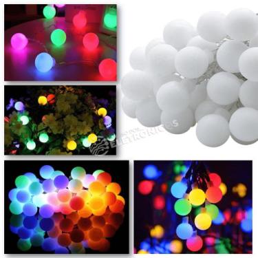 Imagem de Luminária Cordão Luz Led 20 Bolinhas 5cm Varal Colorido Iluminação de 