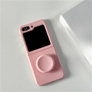 Imagem de Capa redonda de suporte de telefone em cores doces para Samsung Galaxy Z Flip 6 5 4 3 Capa traseira protetora para ZFlip4 ZFlip5 ZFlip6 Case Shell, rosa, para Z Flip 3