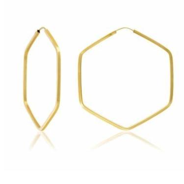 Imagem de Brinco de ouro 18 k Hexagonal Media . - Elegancy Joias