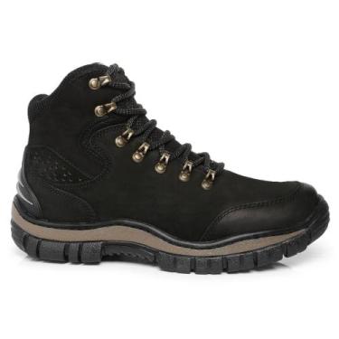 Imagem de Bota Coturno Couro Sola Borracha Tratorada Masculino Com Cadarço e Cos