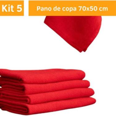 Imagem de Kit 05 Pano De Prato Liso Vermelho Cozinha Copa Com Bainha   - Preteli