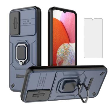 Imagem de Asuwish Capa de telefone para Samsung Galaxy A14/M14 5G com capa de câmera deslizante de vidro temperado protetor de tela suporte de anel suporte robusto fino protetor de grau militar celular A 14 4G