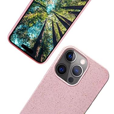 Imagem de eplanita Capa de celular ecológica compatível com iPhone 15 Pro Max, fibra vegetal, capa de proteção contra quedas, durável e sustentável (para iPhone 15 Pro Max, rosa)