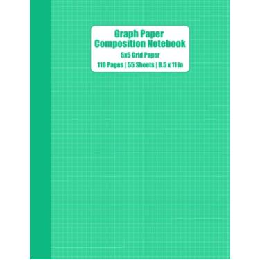 Imagem de Aqua Green 5x5 Grid Graph Paper Composition Notebook: 110 Pages, 55 Sheets, 8.5" x 11", Graph Paper for Designing/Writing/Mapping/Drawing/Journalling & Math/Science/Accounting/Engineering Students