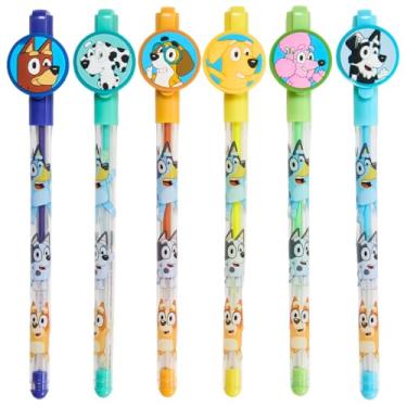 Imagem de Innovative Designs Canetas de gel Bluey para crianças, pacote com 6 canetas de gel, lindas canetas para crianças – azul, bingo, coco, Chucky, Aunty Brandy, Mackenzie, Chloe