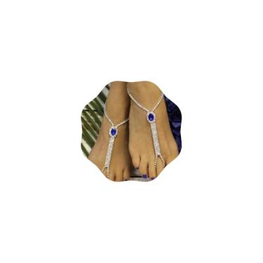 Imagem de Chargances Corrente de cristal boho para pés com anel de dedo do pé com strass vermelho sandálias descalço pulseira de praia casamento tênis corrente de tornozelo joias para mulheres e meninas (1