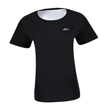 Imagem de Fancyes Elastic Sauna Terno para As Mulheres, Treino Sweat Shirt T-Shirt, mulheres Trainer Cintura Neoprene Quente Camisa Terno Sauna Suor Do Corpo Shaper - M