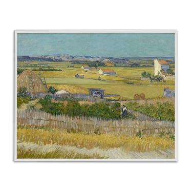Imagem de Stupell Industries Van Gogh The Harvest Landscape Framed Giclee Wall Art Design por one1000paintings, moldura branca, 20 x 16
