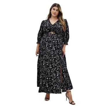 Imagem de CITY CHIC Vestido longo com estampa Jolene, Blk Rebel Love, 25 Plus Size