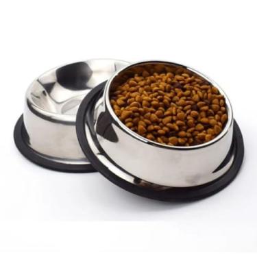 Imagem de Comedouro Bebedouro Tigela Inox KIT 2 UN 200ml TAMANHO P Cachorro Cães Gato COELHO Pet Cor Prateado POTE RAÇÃO ÁGUA COMIDA VASILHA COM BORRACHA ANTIDERRAPANTE NÃO ENFERRUJA 15 CM