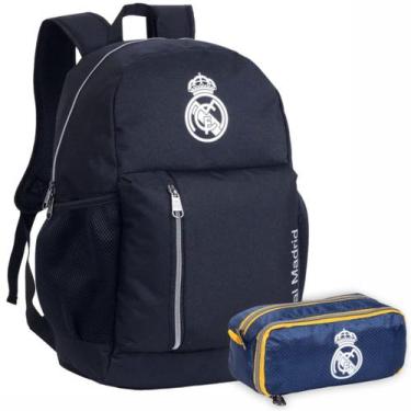 Imagem de Kit Mochila Esportiva Juvenil Estojo Licenciado Real Madrid - Xeryus