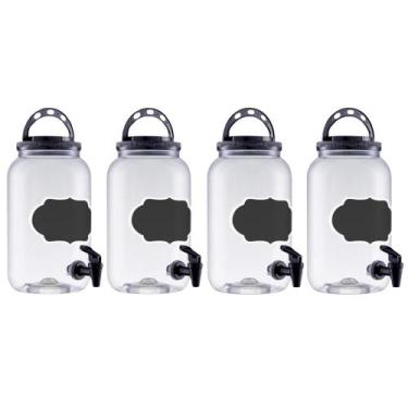 Imagem de Kit 4 Pote Lousa Com Torneira Organizador Cozinha Bancada Lavanderia P