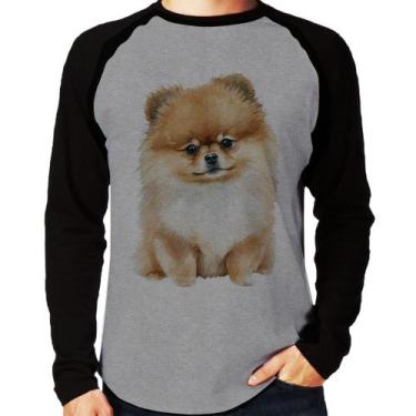 Imagem de Camiseta Raglan Cachorro Spitz Alemão Lulu da pomerânia Manga Longa - 
