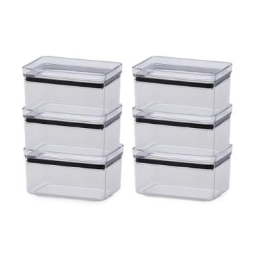 Imagem de Kit 6 Potes Herméticos Paramount Empilhável Porta Mantimentos em acrílico com tampa 480 ml