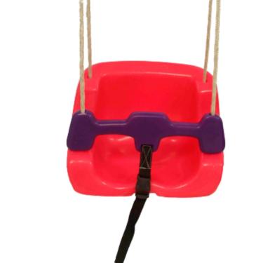 Imagem de Balanço Infantil Quadrado Com Corda Cinto e Trava-Balanço Parquinho Infantil-Rosa