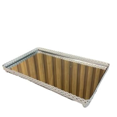 Imagem de Bandeja Decorativa Espelhado Multiuso Retangular/Quadrada para Banheiro Lavabo(26.8x16x2.6 Prata Retangular)