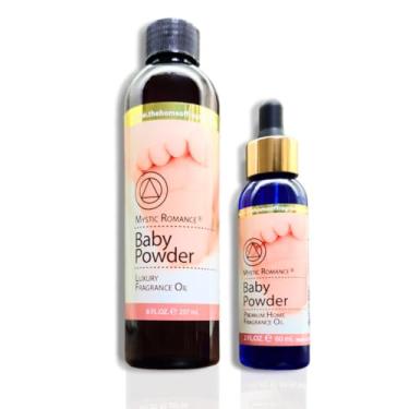 Imagem de Conjunto de óleos perfumados para talco de bebê de 227 g e 56,7 g da Mystic Romance (duas mamadeiras, uma com conta-gotas) para difusor ultrassônico, queimadores de óleo e potpourri (pacote com 2