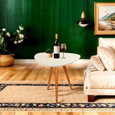 Imagem de Mesa Lateral Pé Palito Laca Orgânico Libano 60x70 Off White