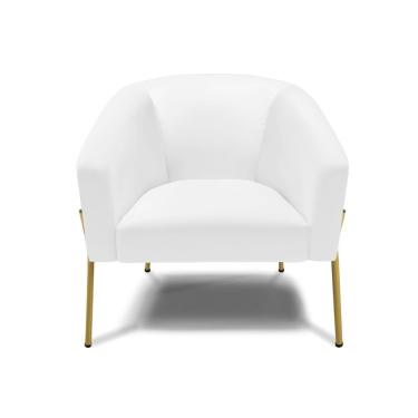 Imagem de Poltrona Pé De Ferro Dourado Sala De Estar Stella Corino Branco D03 - D'rossi