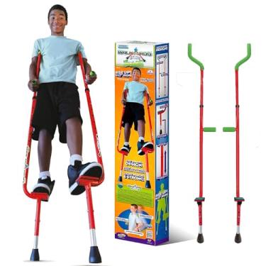Imagem de Geospace Original Walkaroo Xtreme Steel Balance Stilts with Height Adjustable Vert Lifters for Outdoor/Indoor Active Play & Exercise; for Adults & Kids up to 250 lbs (RED)