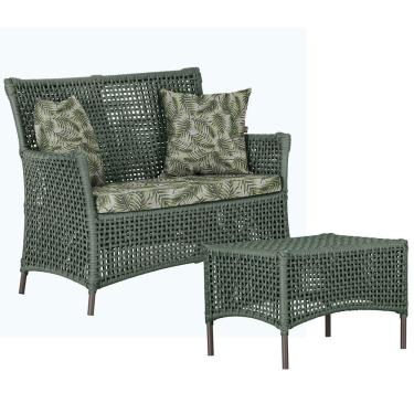 Imagem de 1 Sofá E Mesa Igapó Alumínio Marrom Corda Náutica E5 Trama Verde