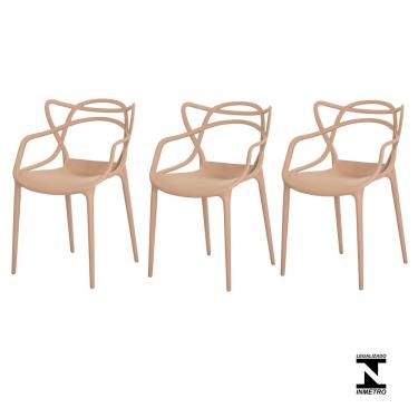 Imagem de Kit 3 Cadeiras Allegra Nude Sala Cozinha Jantar