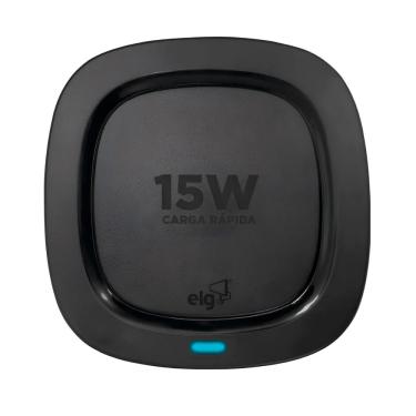 Imagem de Carregador por Indução de Mesa ELG WQ15BK - 15W Fast Charge - Wireless - Preto