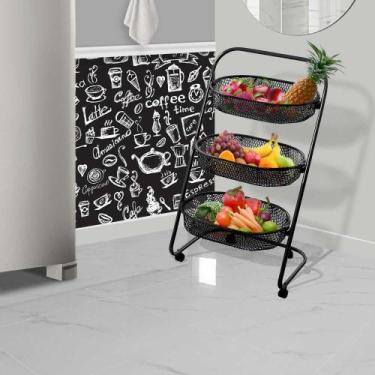 Imagem de Fruteira Superútil com 3 Cestos Redondos  Compacta, Prática e Funciona