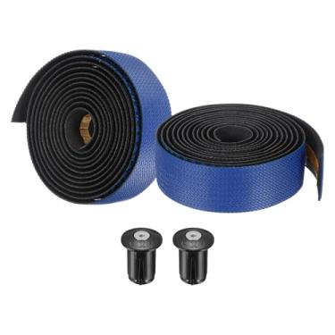 Imagem de PATIKIL Fita de guiador de bicicleta de EVA PU, 1 par de fita macia para barra de bicicleta tamanho único com plugues de extremidade e costas adesivas para dobrar ciclismo de estrada, azul