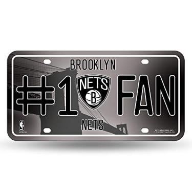 Imagem de Rico Industries NBA Brooklyn Nets #1 placa de licença de metal para ventilador, 15 x 29 cm