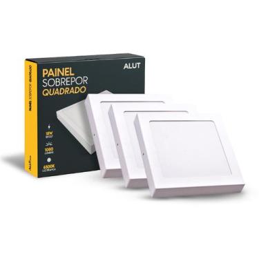 Imagem de Kit 3 Painel Led Plafon 18w 6500k Bivolt Sobrepor Quadrado Br Cod: ALU