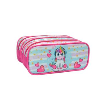 Imagem de Estojo Escolar Triplo Unicórnio Music Estojos Kids