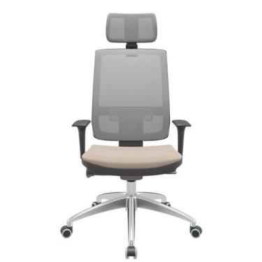 Imagem de Cadeira Office Brizza Tela Cinza Com Encosto Assento Poliester Fendi A