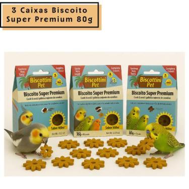 Imagem de 3 Caixas de Biscoito Petisco Super Premium 80g - Calopsita Agapornes P