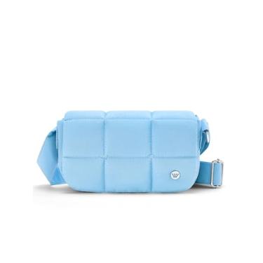Imagem de WESTBRONCO Bolsa tiracolo pequena para mulheres, bolsa de ombro de nylon, bolsa tiracolo acolchoada com alça ajustável, Azul claro, Small