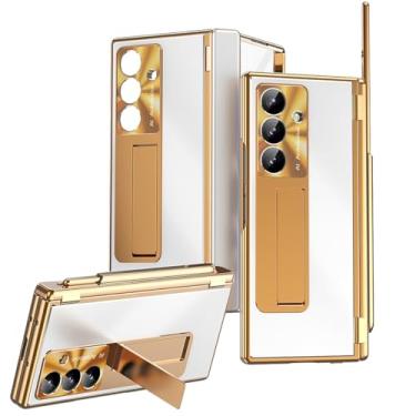 Imagem de Capa Z Fold 7/6/5 5G liga de alumínio para Samsung Galaxy Z Fold 7 5 4 3, suporte de metal com protetor de tela de vidro embutido, uma caneta, 2 dobradiças, capa protetora para câmera (dobrável 5