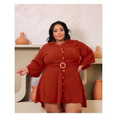 Imagem de Vestido Chemise Mullet Feminina Plus Size Longa Tamanho Grande Boho Ch