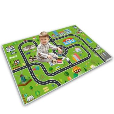 Imagem de Tapete de carro infantil, tapete de brincar para sala de jogos infantil, tapete de recreação, vida urbana, ótimo para brincar com carros, brinquedos, tapete de área infantil com suporte de borracha