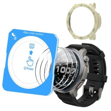Imagem de Protetor de tela de relógio para Amazfit Balance 2, com moldura de instalação de alinhamento automático, película protetora de tela de vidro temperado de dureza 9H e capa protetora de policarbonato