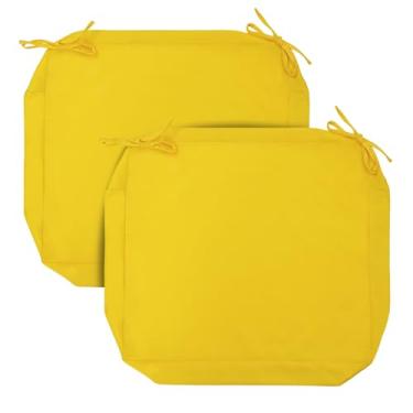 Imagem de FUNHOME Capas de almofada para cadeira ao ar livre, pacote com 2, sem enchimento! Capas de almofada de pátio de substituição 50,8 cm x 45,7 cm x 10,2 cm, capas de almofada resistentes à água, amarelas