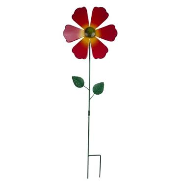 Imagem de IEUDNS Estaca de metal para jardim de flores, enfeite de cata-ventos, decoração de jardim ao ar livre, estaca decorativa para piscina, garagem, Vermelho