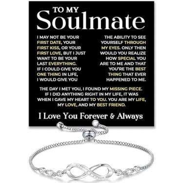 Imagem de Pulseira To My Soulmate, pulseira de alma gêmea para mulheres, presente de joia de alma gêmea de namorado, marido, amigo, com cartão de mensagem e significado de caixa, presentes de dia dos namorados