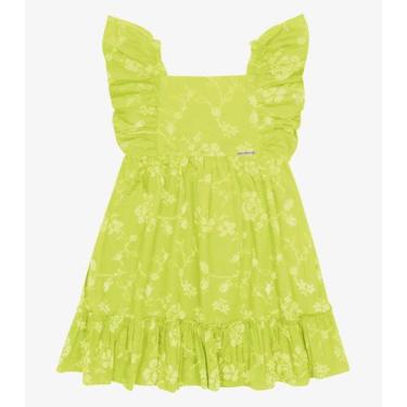 Imagem de Vestido Popeline Floral Bordado Trick Nick Verde, 12, Verde