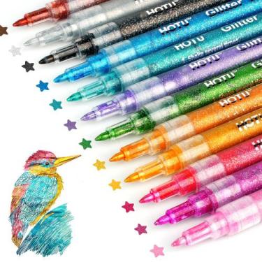 Imagem de Caneta Glitter Markers HOTU 12 Glitter Colors Tinta à base de água