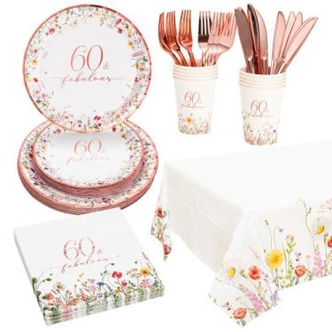 Imagem de Conjunto de talheres de festa Crisky 60th Birthday 24 Guests Rose Gold
