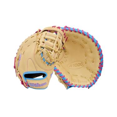 Imagem de Wilson Luva de beisebol 2026 A1000 1620 31,8 cm - arremesso para a mão direita, loiro/azul frio/rosa flamingo