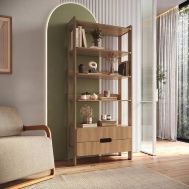 Imagem de Estante Para Livros 100% MDF Com 2 Gavetas e 4 Prateleiras Elvis - FD