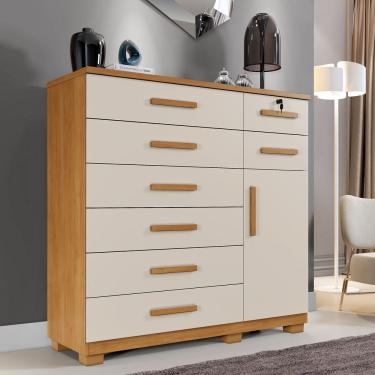 Imagem de Cômoda 8 Gavetas 1 Porta com Pés New Vitoria Benetil
